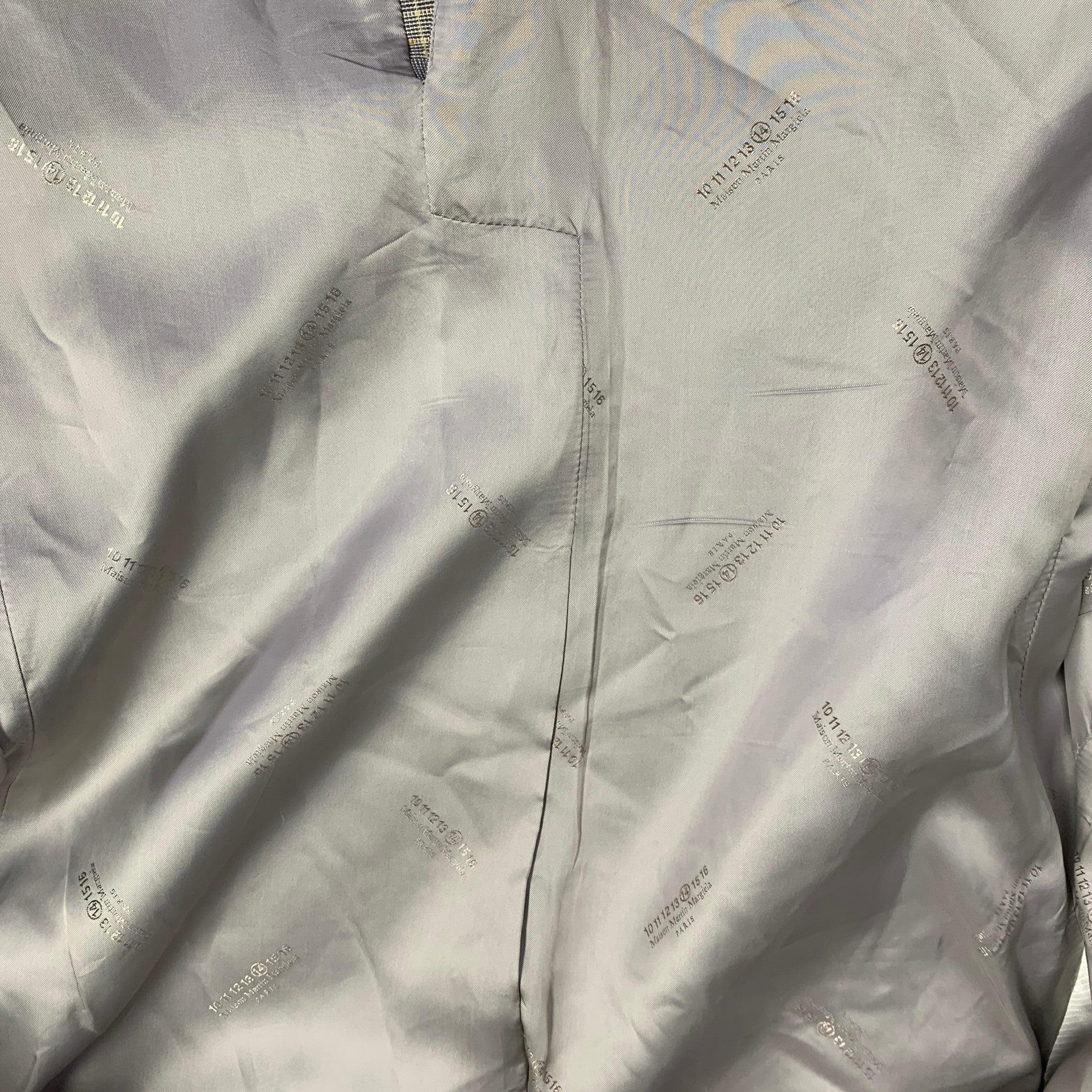 MAISON MARTIN MARGIELA - Manteau de sport à carreaux gris et jaunes, taille 38 en vente 2