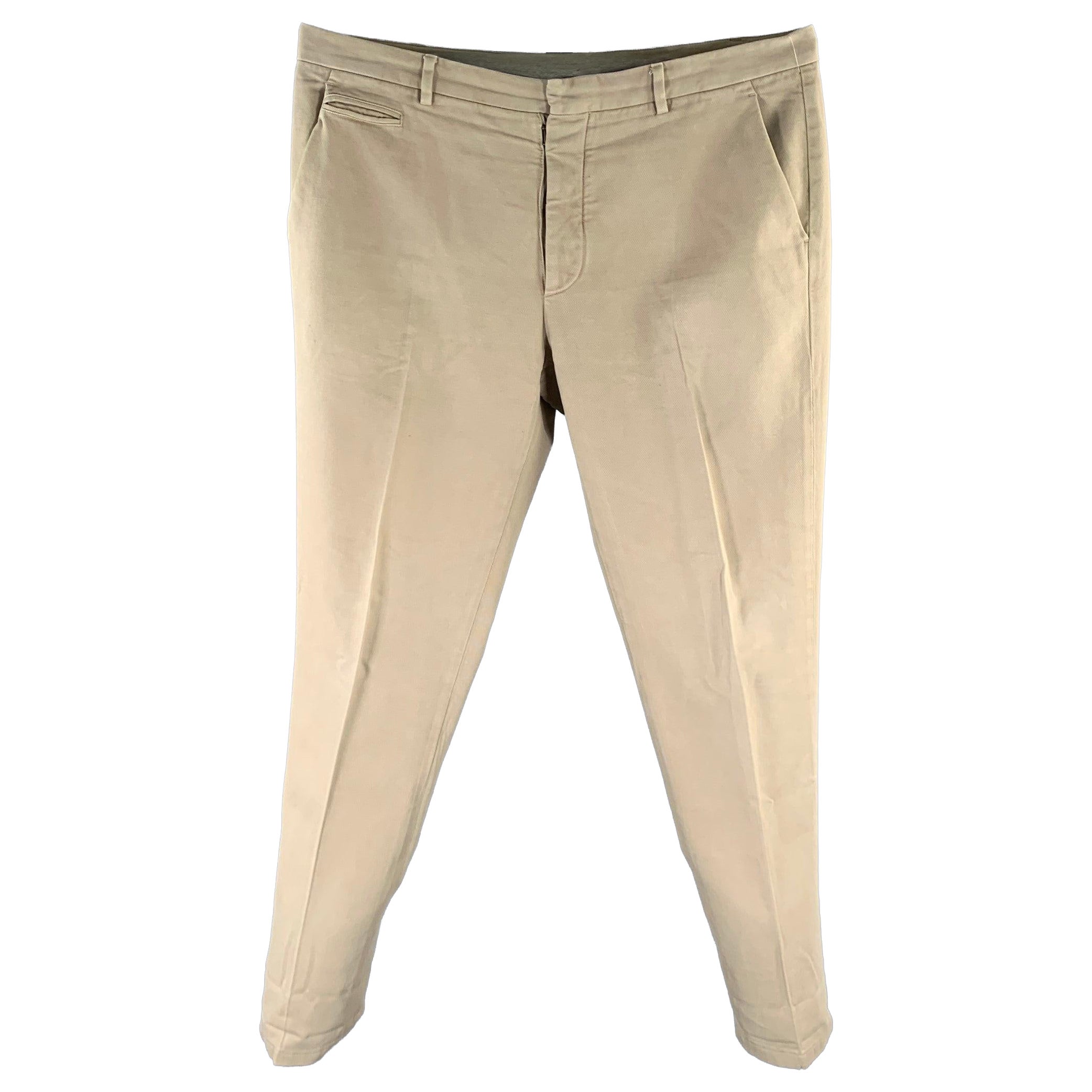 MAISON MARTIN MARGIELA Taille 38 Pantalon décontracté en coton mélangé kaki à braguette boutonnée