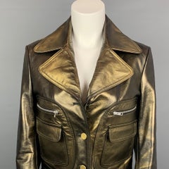 MAISON MARTIN MARGIELA Size 4 Olive & Gold Leather Jacket