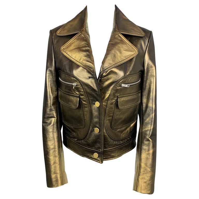 Gold Leather Jackets - 31 For Sale on 1stDibs | gold leather jacket mens,  black and gold leather jacket, leather jacket gold hardware