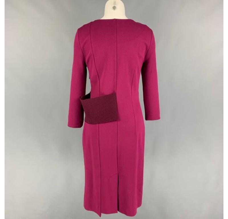 MAISON MARTIN MARGIELA Size 4 Raspberry Viscose Blend Fitted Cocktail Dress In Good Condition For Sale In San Francisco, CA