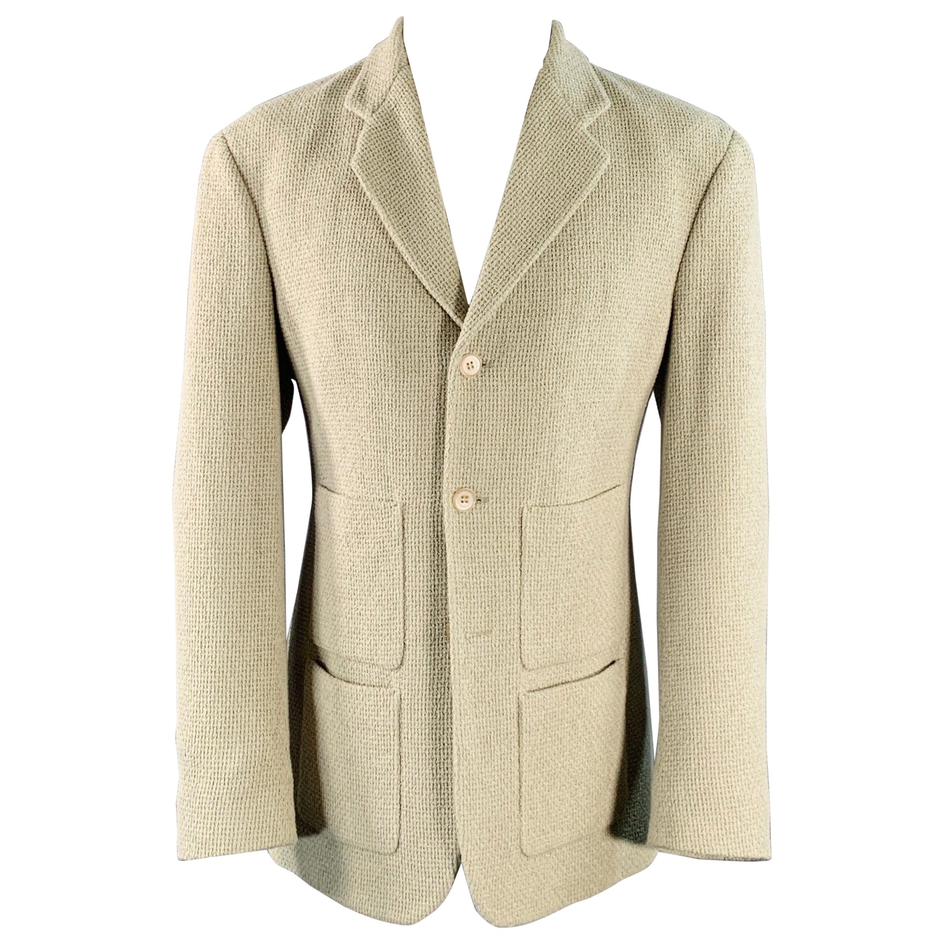 MAISON MARTIN MARGIELA Size 40 Beige Woven Cotton Notch Lapel Sport Coat