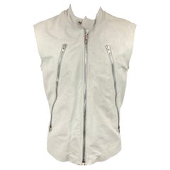 MAISON MARTIN MARGIELA Talla 42 Chaleco de piel con textura blanco roto