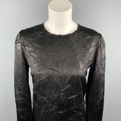 MAISON MARTIN MARGIELA Size 6 Black Wrinkled Acetate / Viscose Blouse