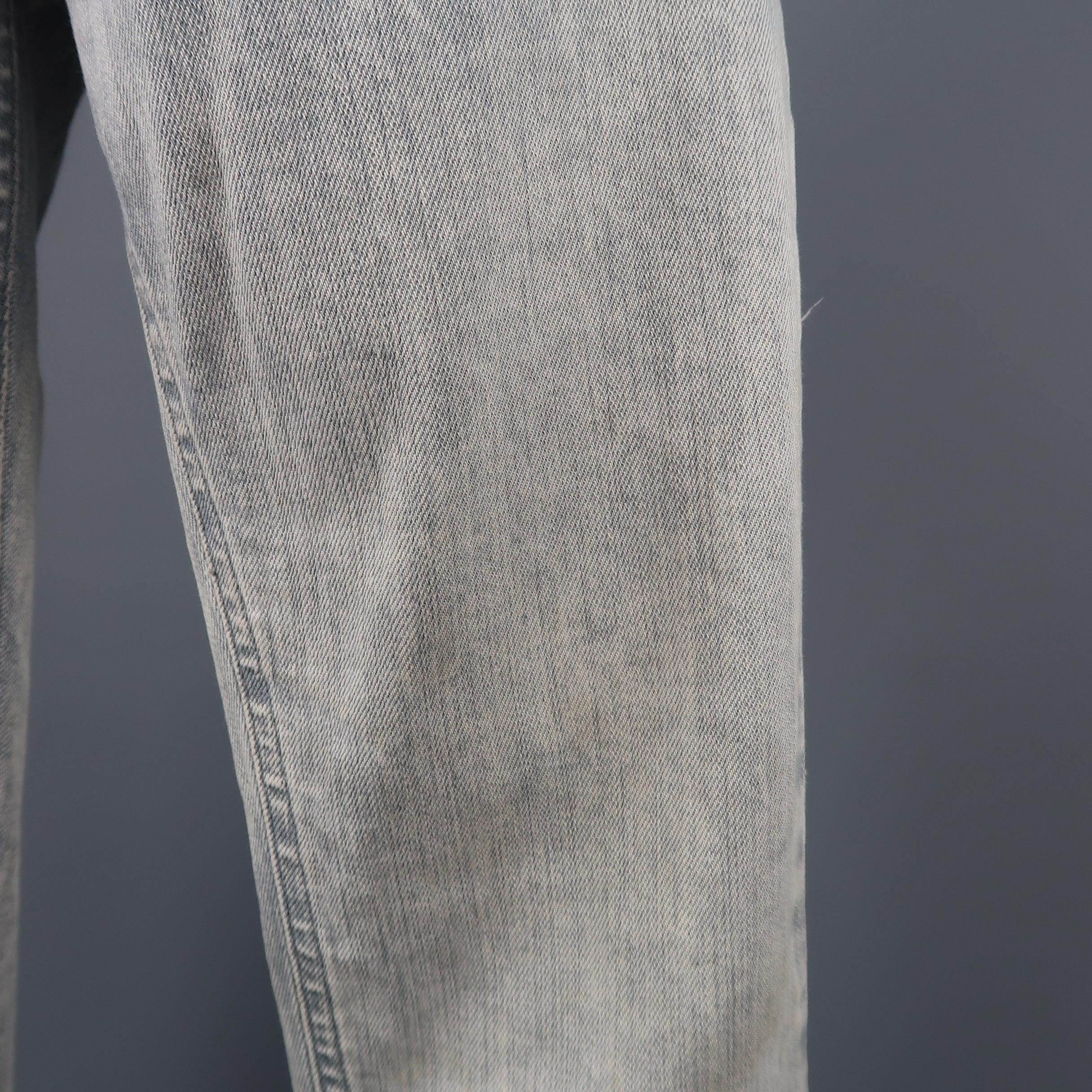 Women's MAISON MARTIN MARGIELA Size 6 Light Grey Acid Wash Skinny Jeans For Sale