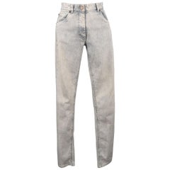 Maison Martin Margiela Taglia 6 Jeans Skinny Lavaggio Acido Grigio Chiaro