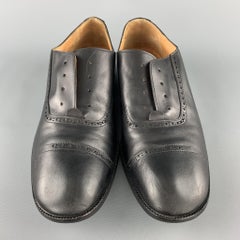 MAISON MARTIN MARGIELA Size 7 Black Leather Slip On Laceless Brogues