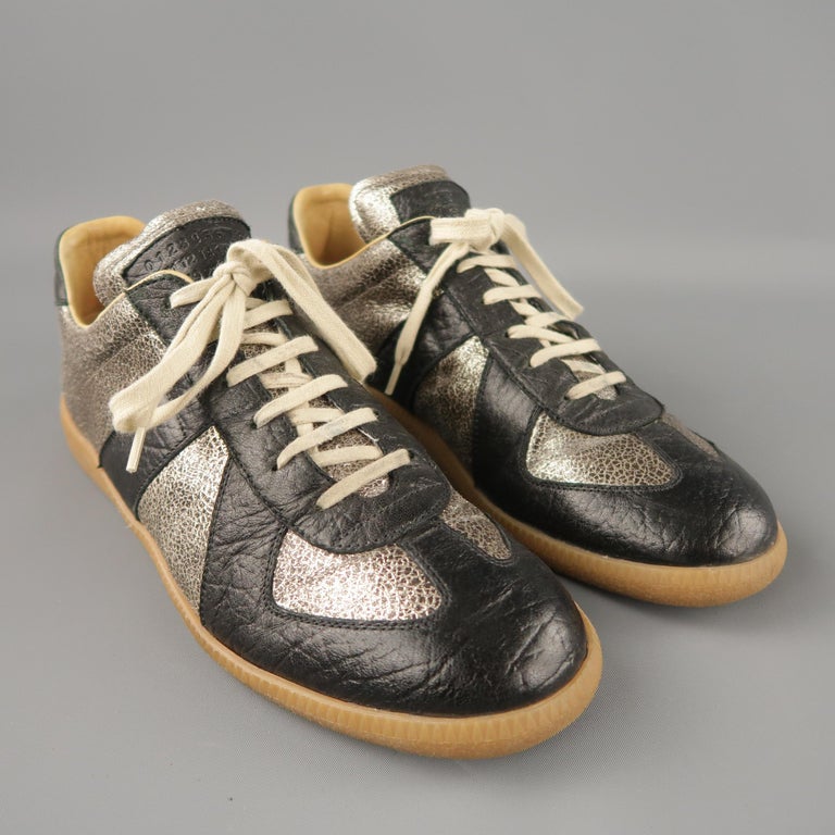 MAISON MARTIN MARGIELA Size 7 Black and Silver Low Top Replica Sneakers ...