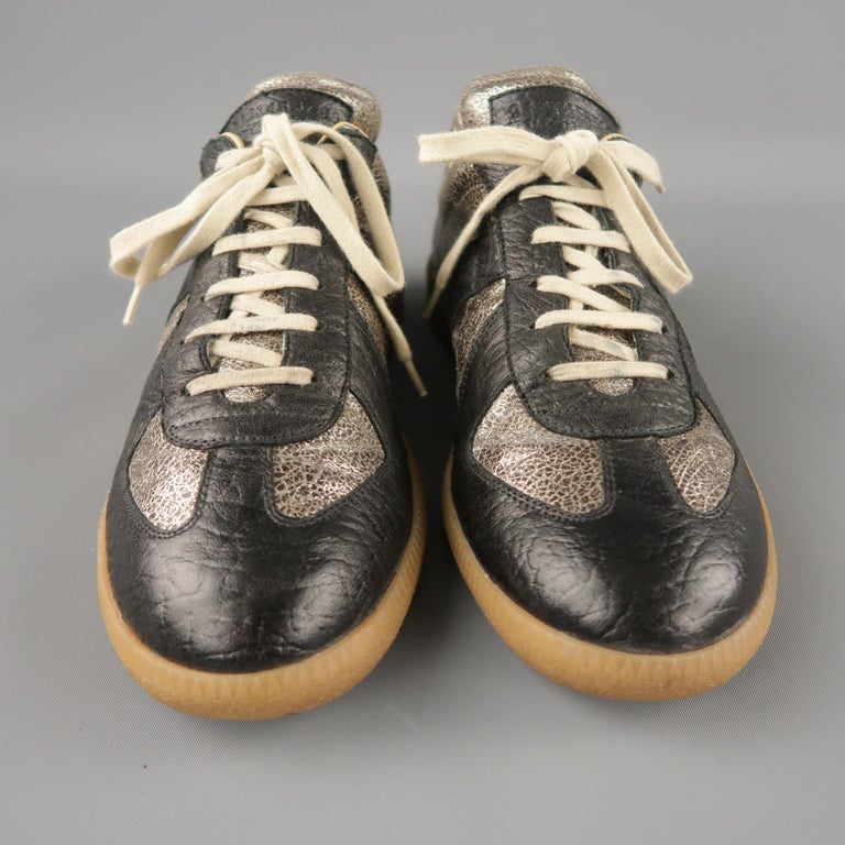 MAISON MARTIN MARGIELA Size 7 Black and Silver Low Top Replica Sneakers ...