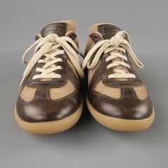 MAISON MARTIN MARGIELA Size 7 'REPLICA' Brown Canvas Lace Up Sneakers