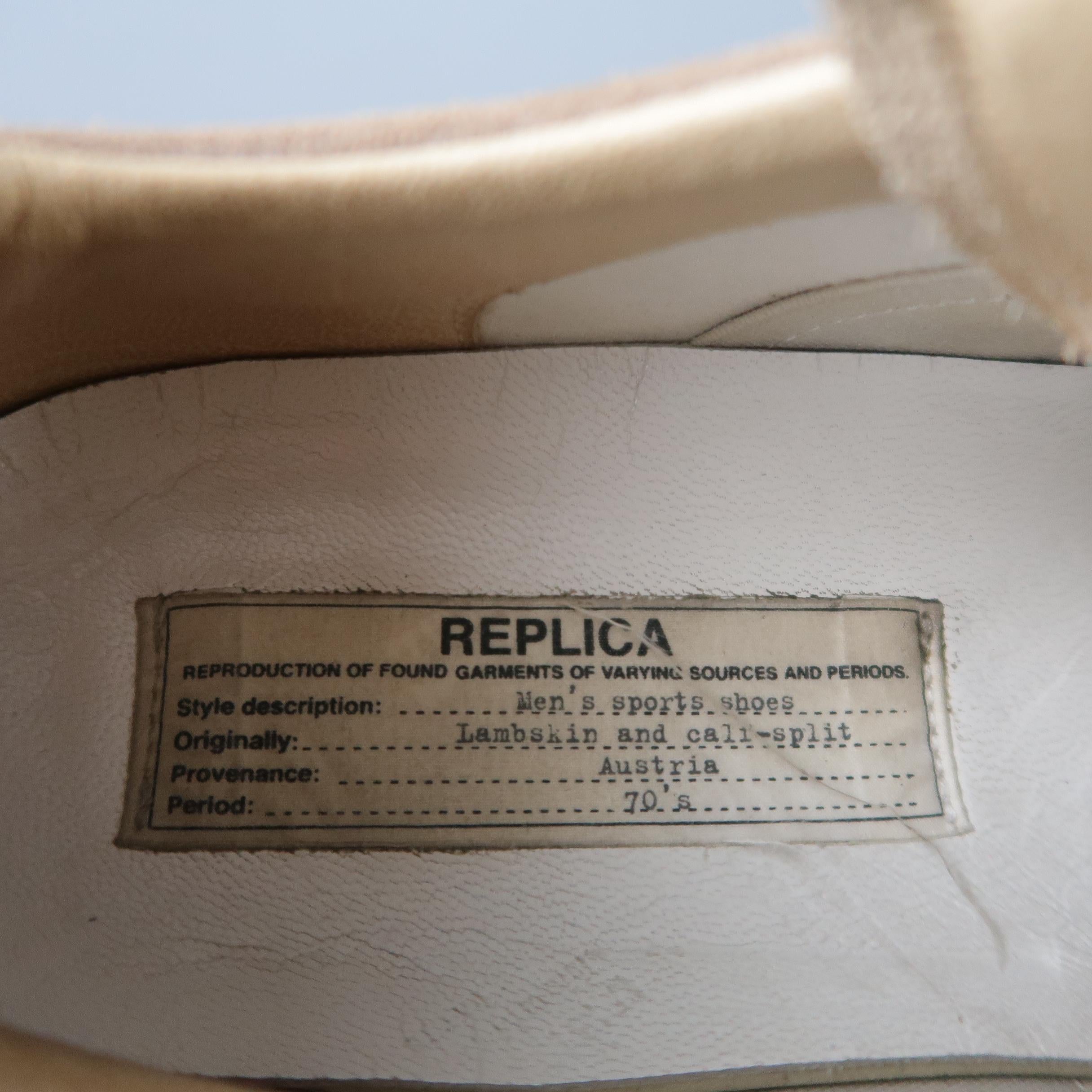 MAISON MARTIN MARGIELA Size 7 'REPLICA' Brown Canvas Lace Up Sneakers 1