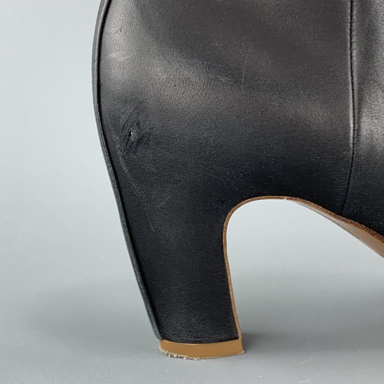 MAISON MARTIN MARGIELA Size 7.5 Navy Leather Peep Toe Ankle Boots For Sale  at 1stDibs | navy leather boots
