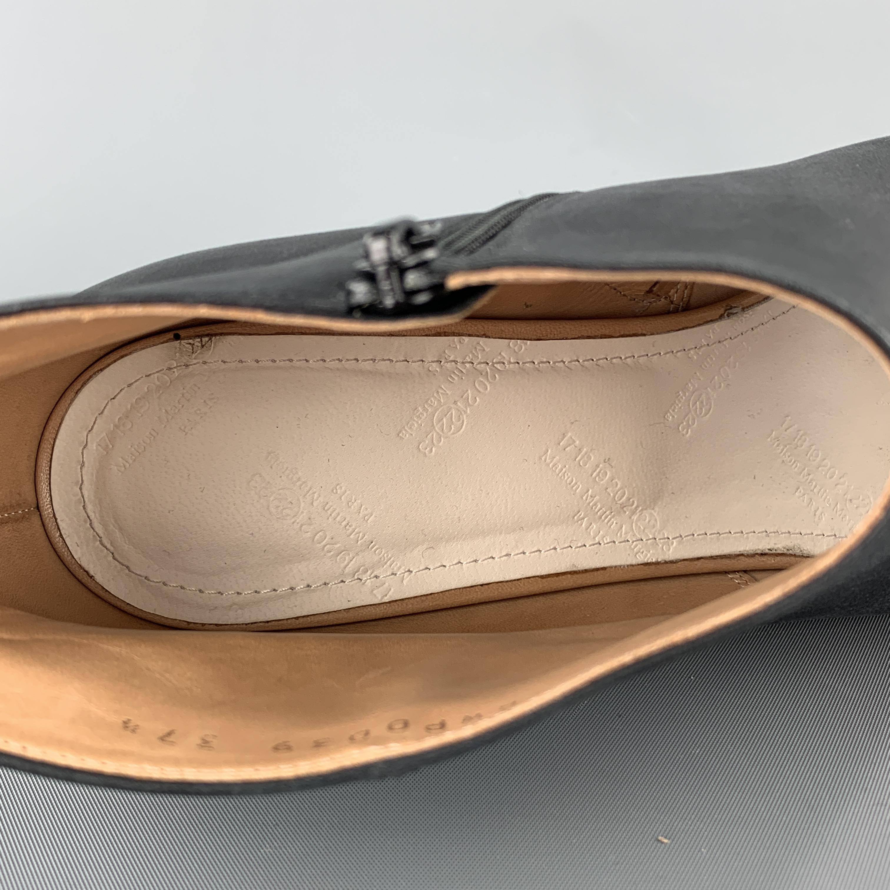 Black MAISON MARTIN MARGIELA Size 7.5 Navy Leather Peep Toe Ankle Boots