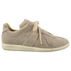 MAISON MARTIN MARGIELA Size 8 Taupe Dots Canvas Lace Up Sneakers