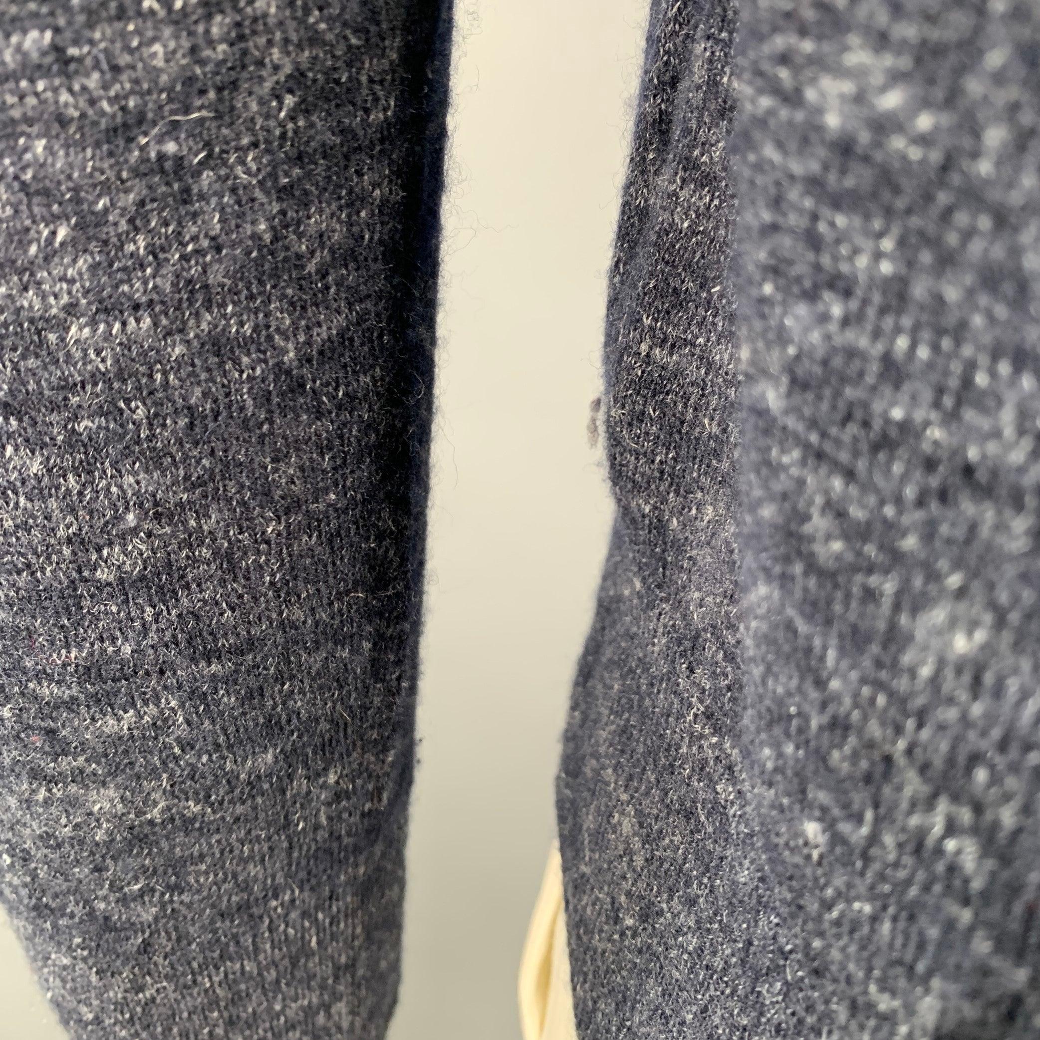 Men's MAISON MARTIN MARGIELA Size L Navy Grey Heather Wool Flax Sweater For Sale