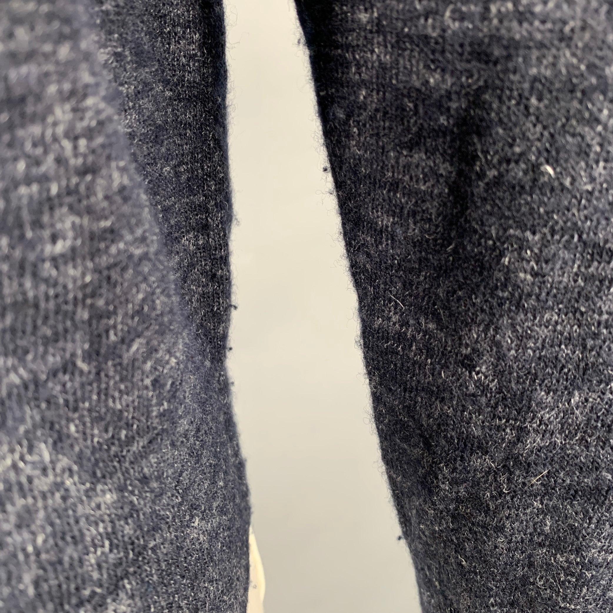 MAISON MARTIN MARGIELA Size L Navy Grey Heather Wool Flax Sweater For Sale 1