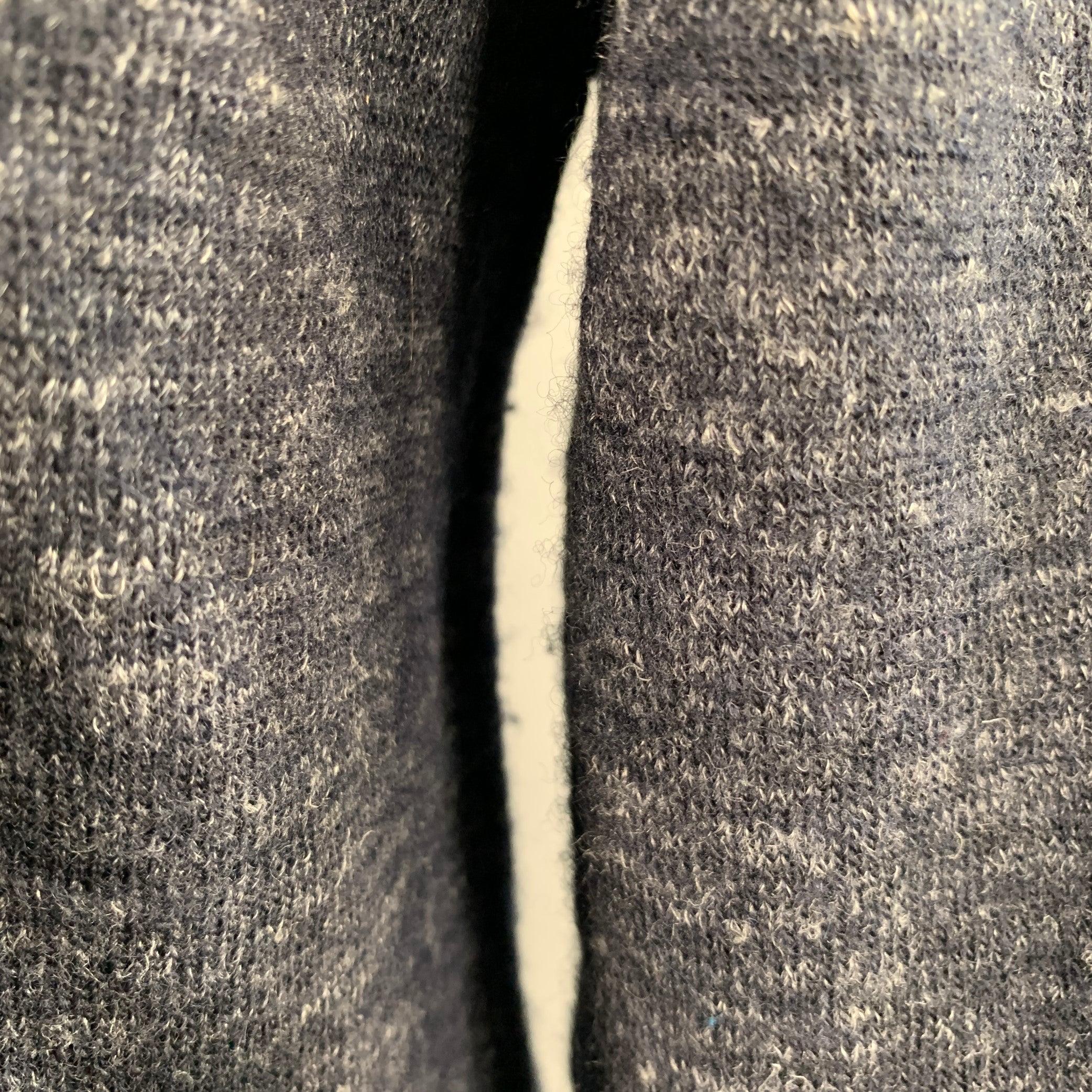 MAISON MARTIN MARGIELA Size L Navy Grey Heather Wool Flax Sweater For Sale 2