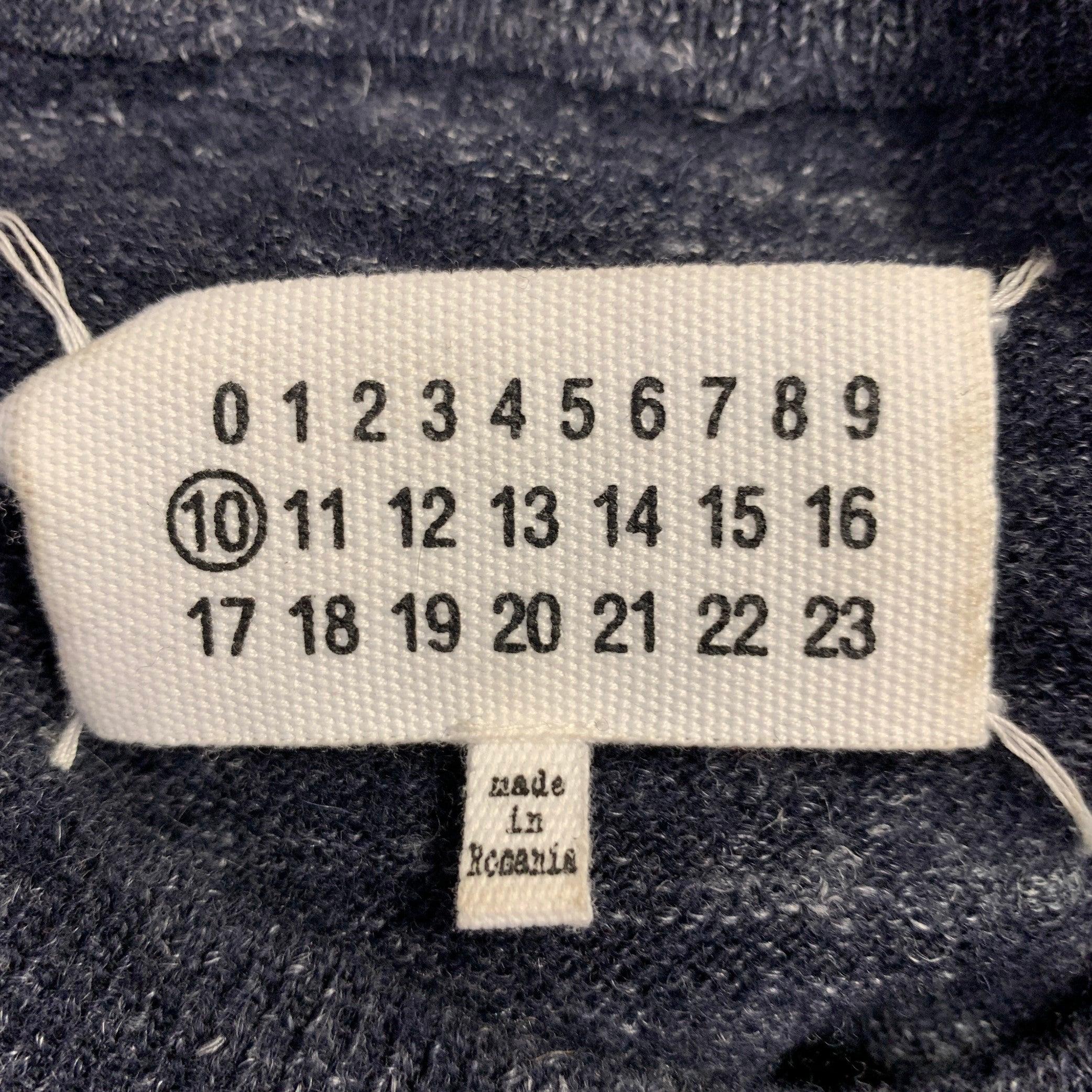 MAISON MARTIN MARGIELA Size L Navy Grey Heather Wool Flax Sweater For Sale 4