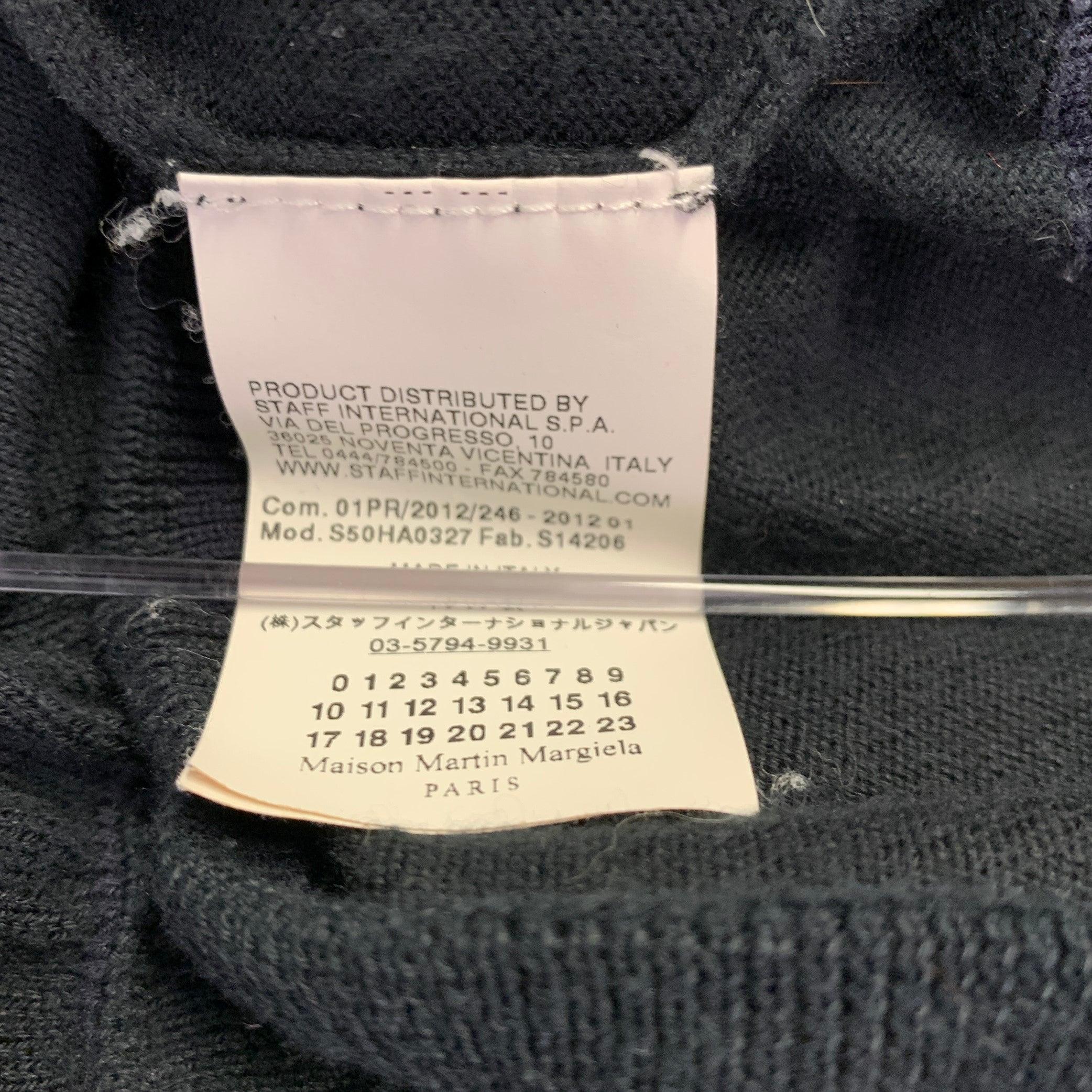 MAISON MARTIN MARGIELA Size M Black Cotton Shawl Collar V-Neck Cardigan For Sale 2
