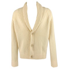 MAISON MARTIN MARGIELA Size M Cream Knit Wool Shawl Collar Cardigan