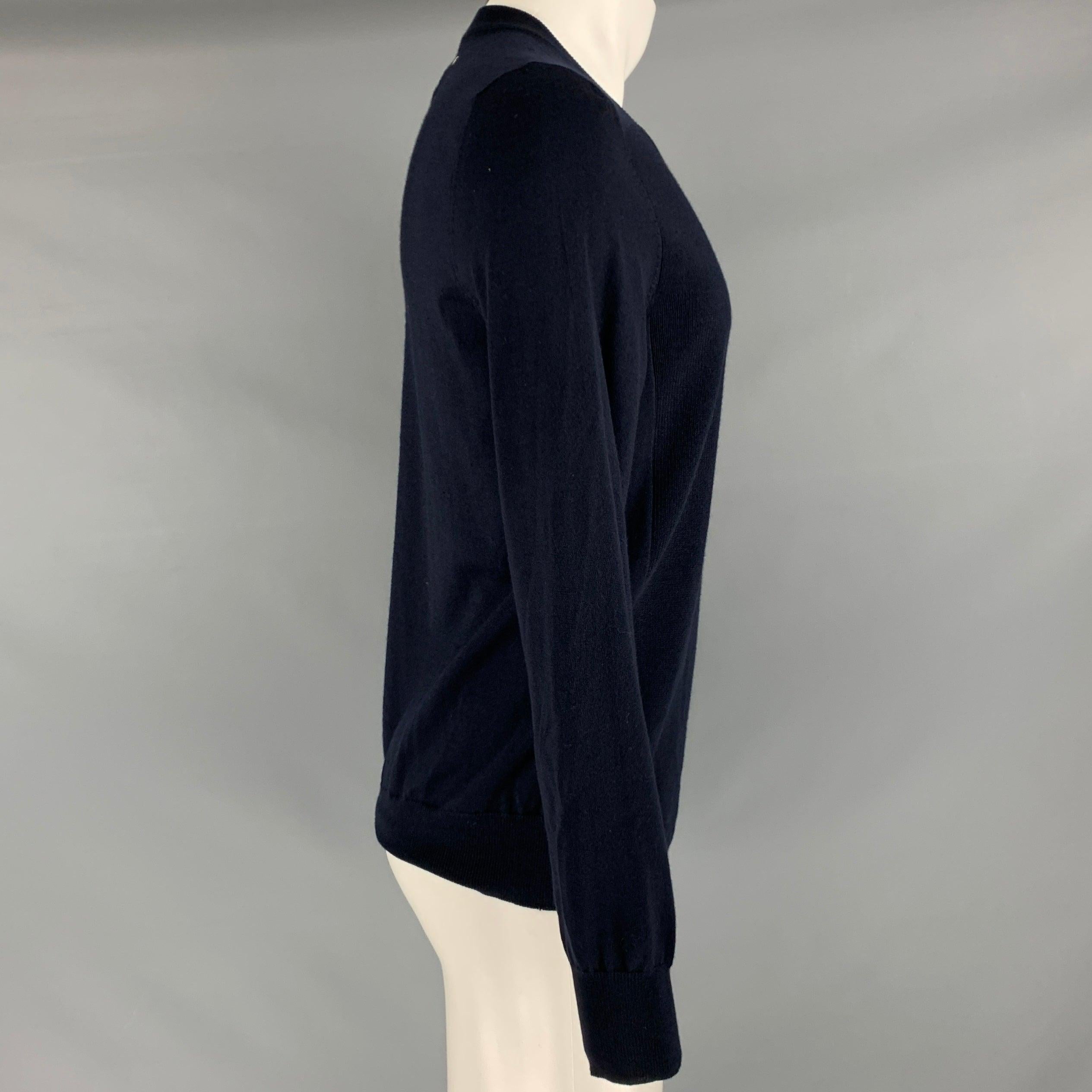 MAISON MARTIN MARGIELA Size M Navy Knit Wool Scoop Neck Pullover In Excellent Condition In San Francisco, CA