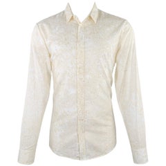 MAISON MARTIN MARGIELA Size M Off White Beige Marbled Cotton Long Sleeve Shirt