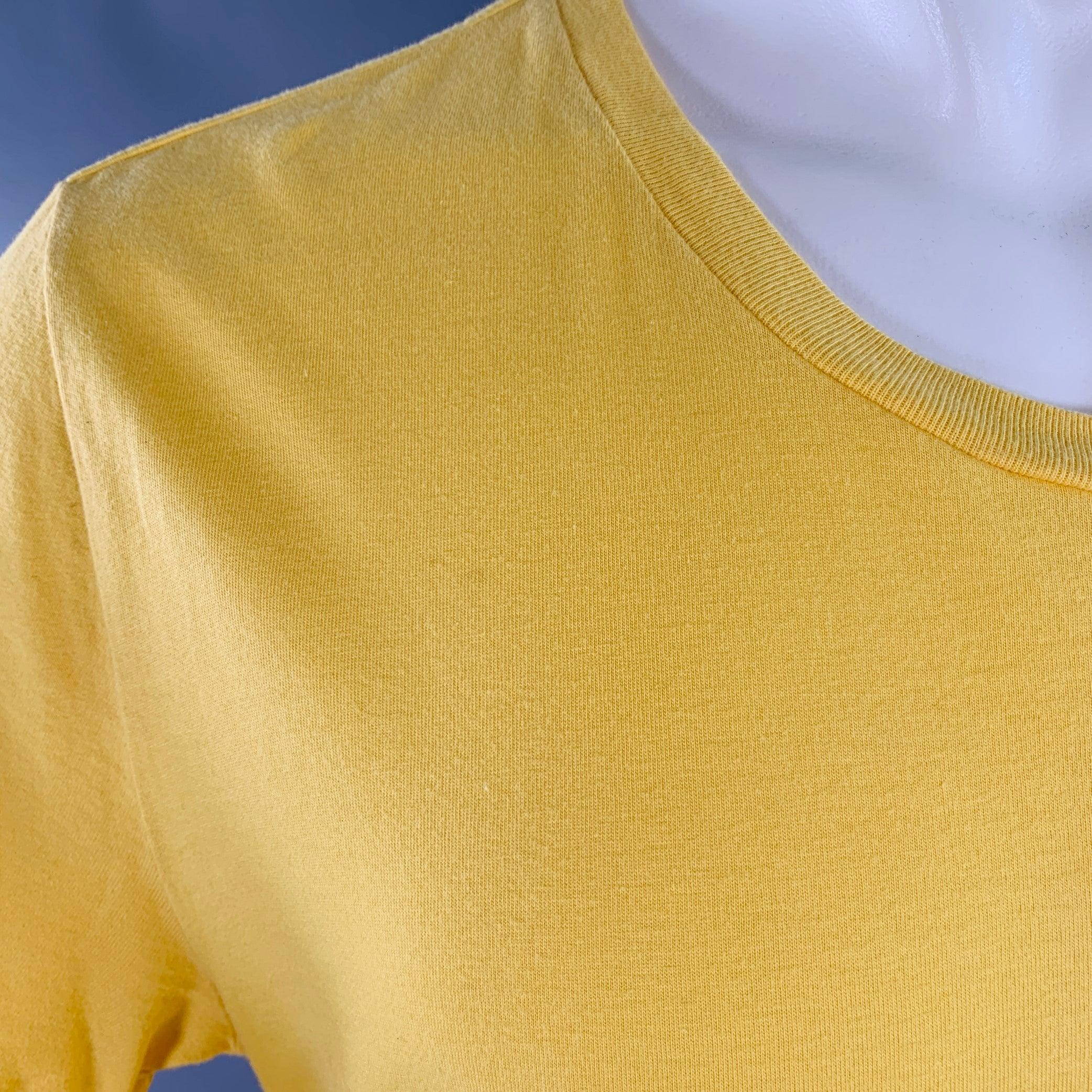 MAISON MARTIN MARGIELA Size M Yellow Cotton Side Snaps Crew Neck T-shirt en vente 2