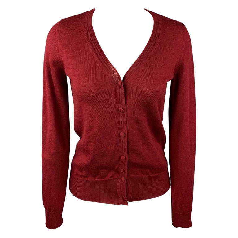 MAISON MARTIN MARGIELA Size S Burgundy Wool Cardigan