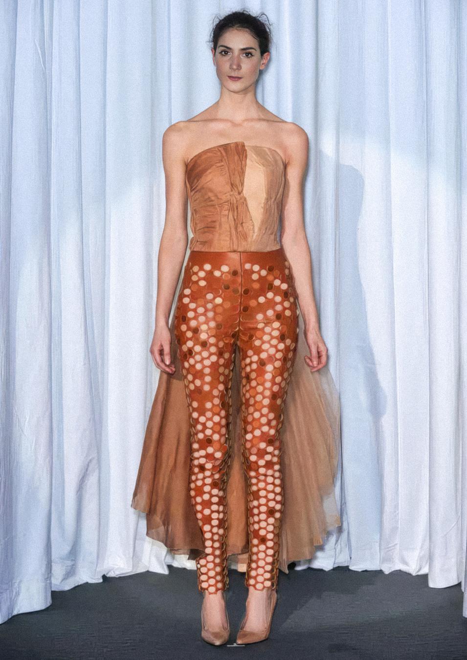 Brown Maison Martin Margiela Spring 2010 Haute Couture Laser Cut Leather Trousers For Sale