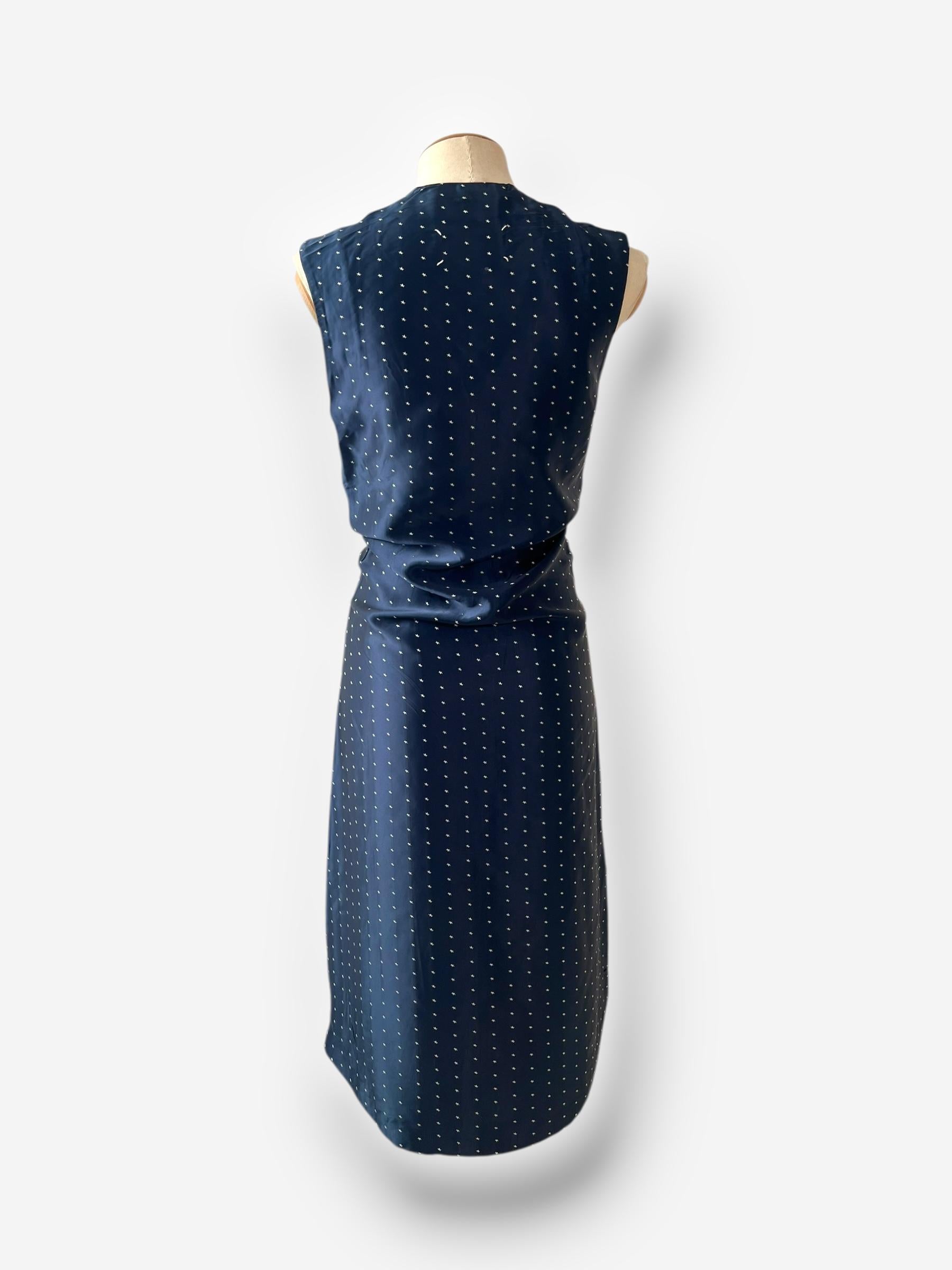 Maison Martin Margiela Spring/Summer 2007 Navy Star Print Draped Dress – IT42 (F Damen im Angebot