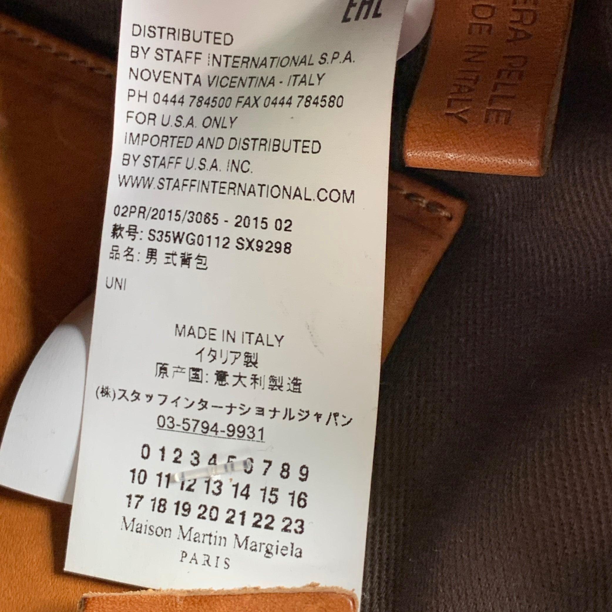 MAISON MARTIN MARGIELA Tan Distressed Calfskin Leather Shoulder Bag 5