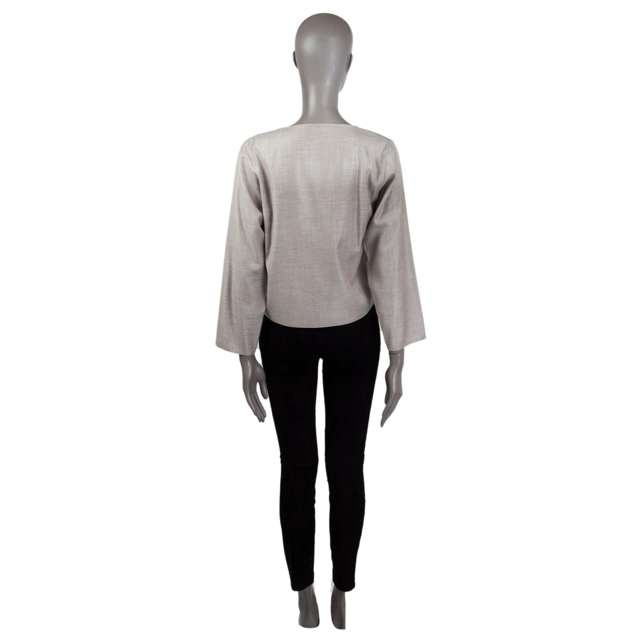 MAISON MARTIN MARGIELA taupe wool APPLIQUE Top Shirt 40 S In Excellent Condition In Zürich, CH