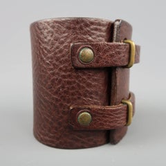 MAISON MARGIELA Bracelet - Thick Brown Leather Cuff Jewelry