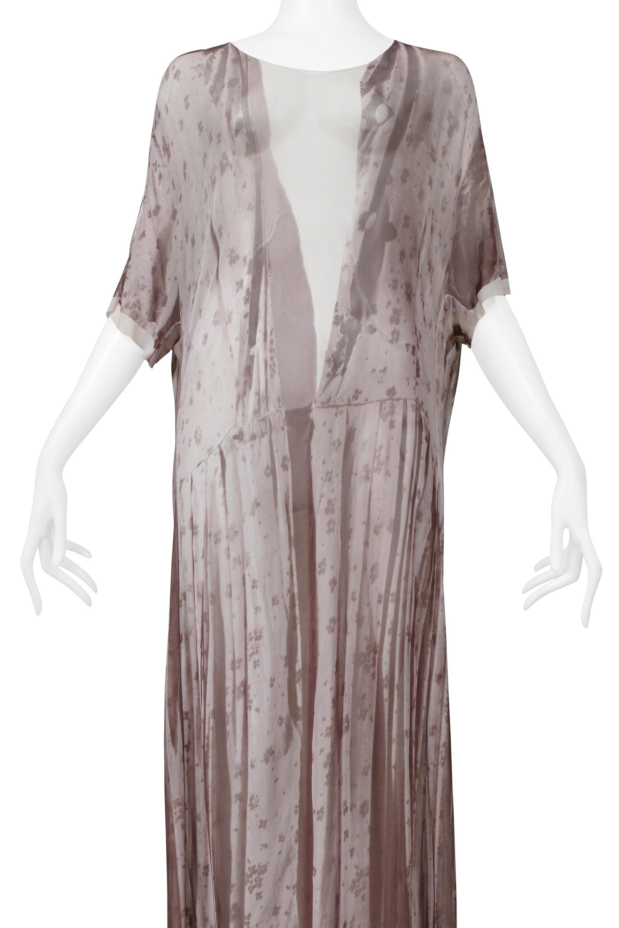 Grigio Maison Martin Margiela Trompe L'Oeil Photo Print Brown Floral Maxi Dress 1999 in vendita