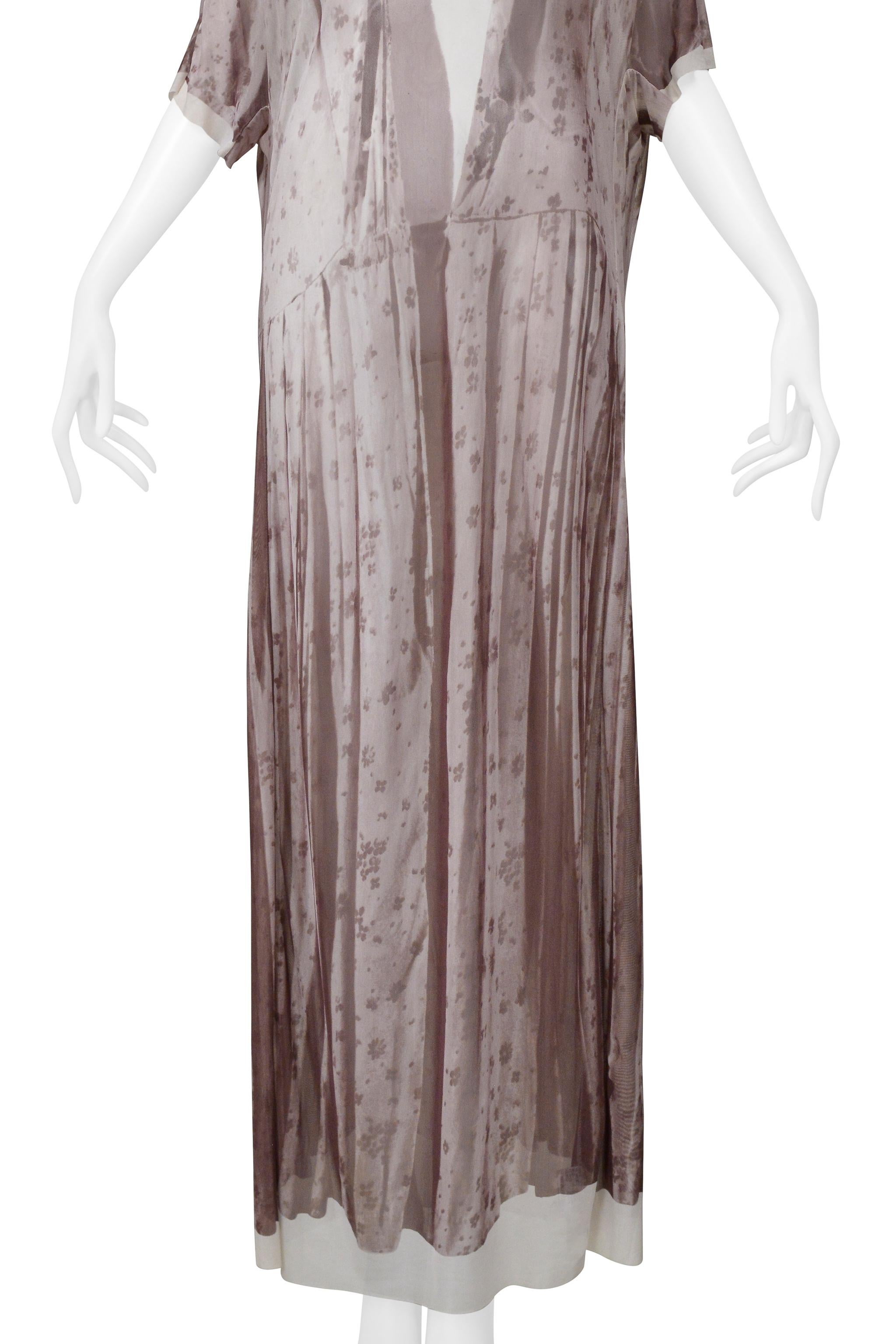 Maison Martin Margiela Trompe L'Oeil Photo Print Brown Floral Maxi Dress 1999 In condizioni ottime in vendita a Los Angeles, CA