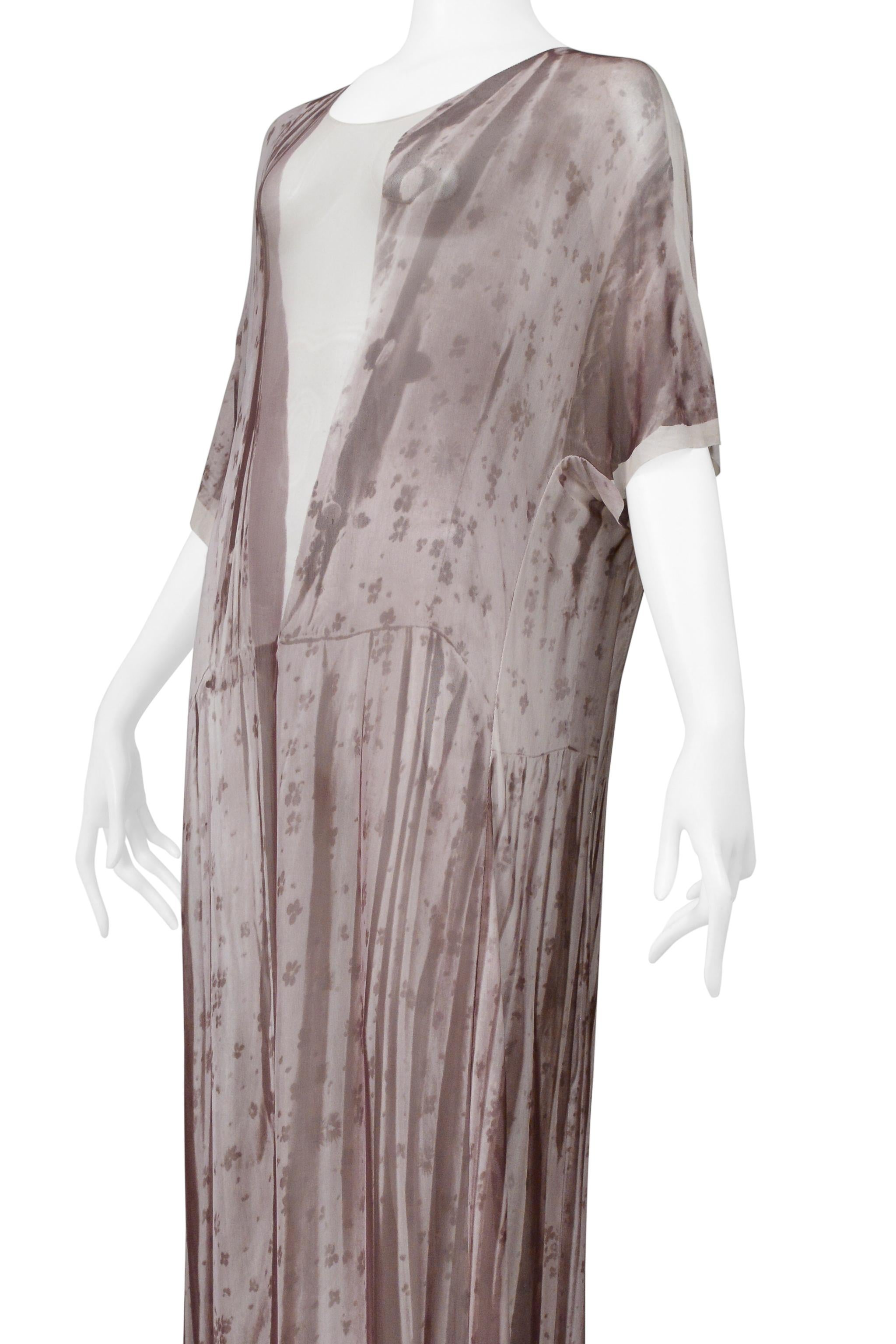 Donna Maison Martin Margiela Trompe L'Oeil Photo Print Brown Floral Maxi Dress 1999 in vendita