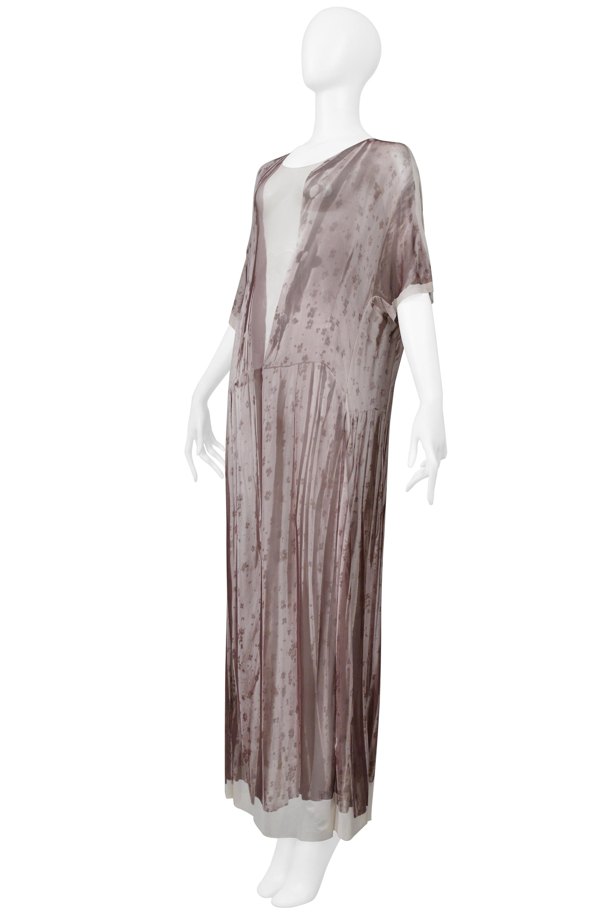 Maison Martin Margiela Trompe L'Oeil Photo Print Brown Floral Maxi Dress 1999 in vendita 1