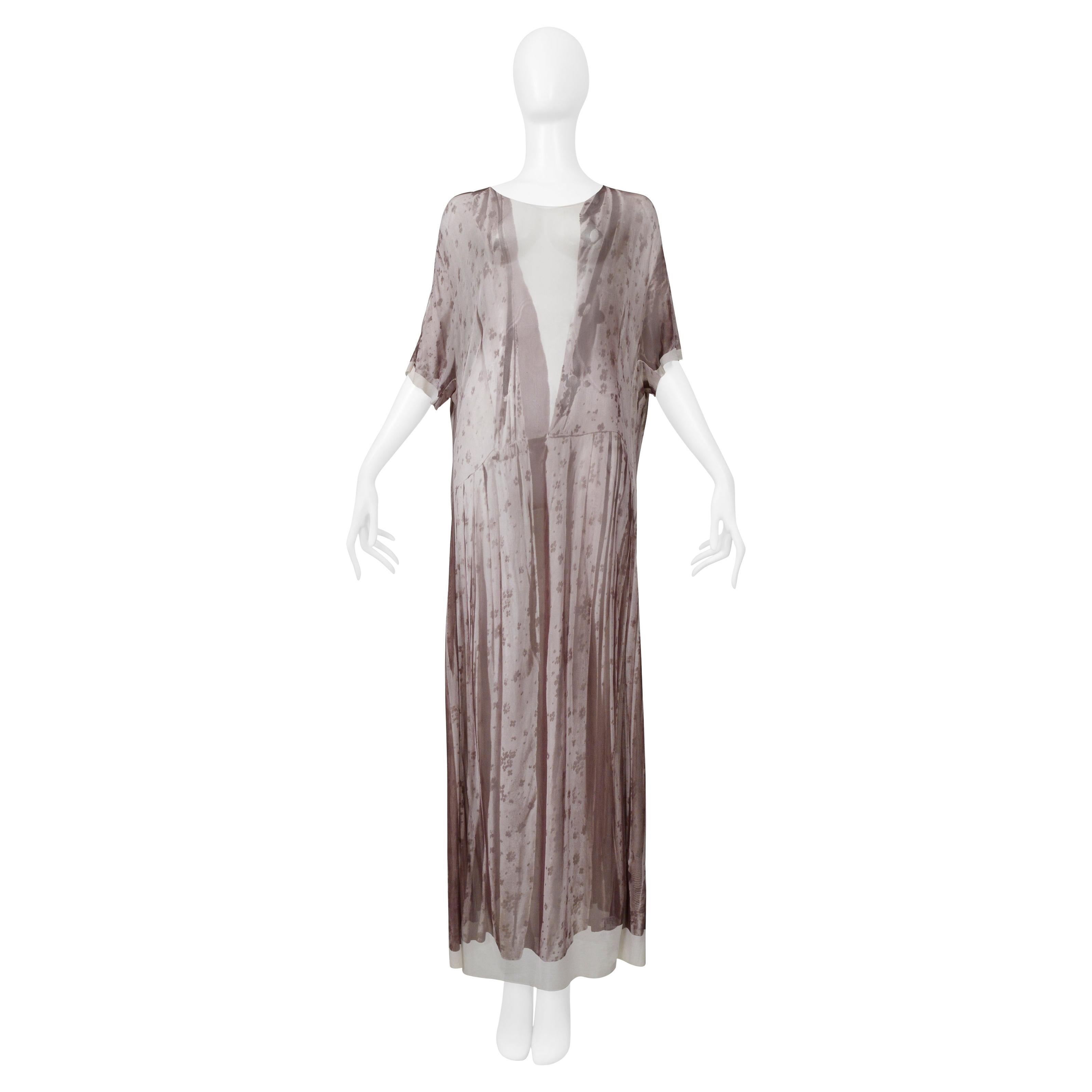 Maison Martin Margiela Trompe L'Oeil Photo Print Brown Floral Maxi Dress 1999 in vendita