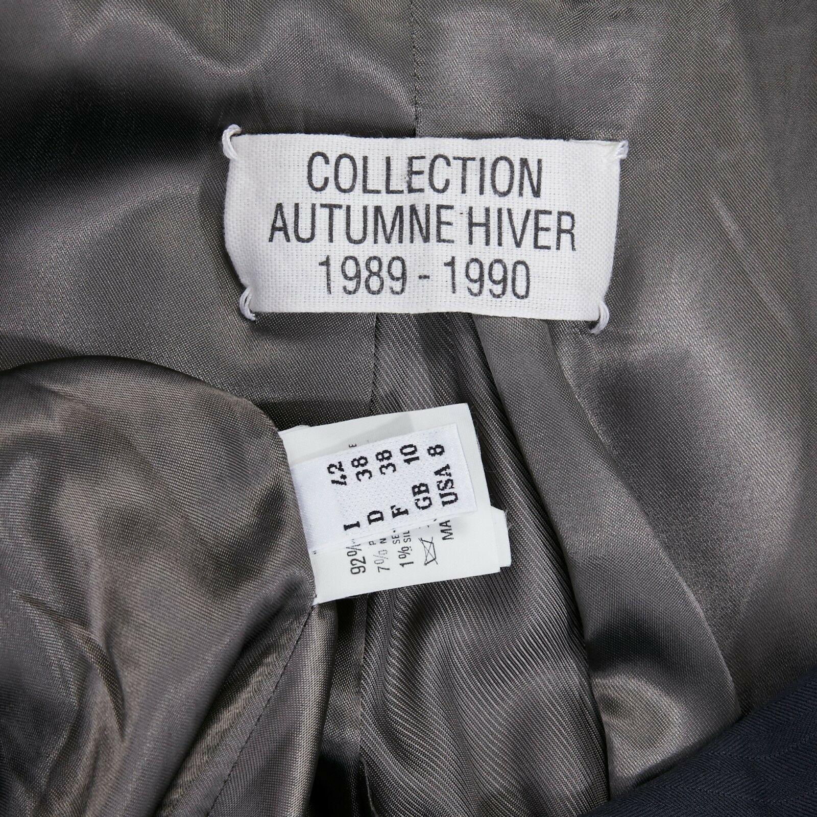 MAISON MARTIN MARGIELA Vintage AW1989 grey pinstripe silk back long vest M 6