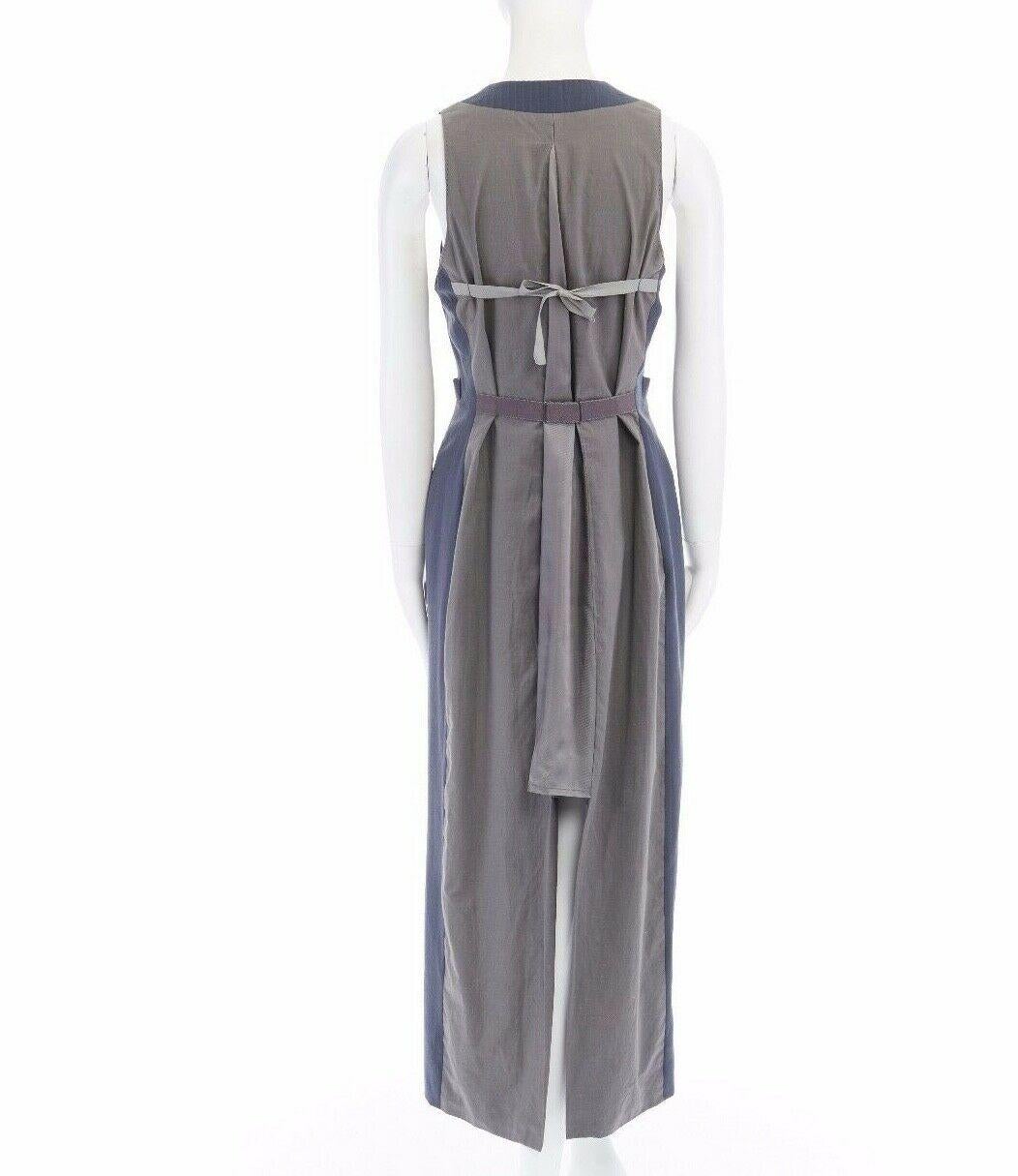 Women's MAISON MARTIN MARGIELA Vintage AW1989 grey pinstripe silk back long vest M