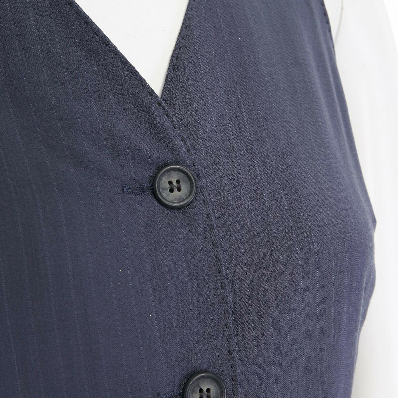 MAISON MARTIN MARGIELA Vintage AW1989 grey pinstripe silk back long vest M 2