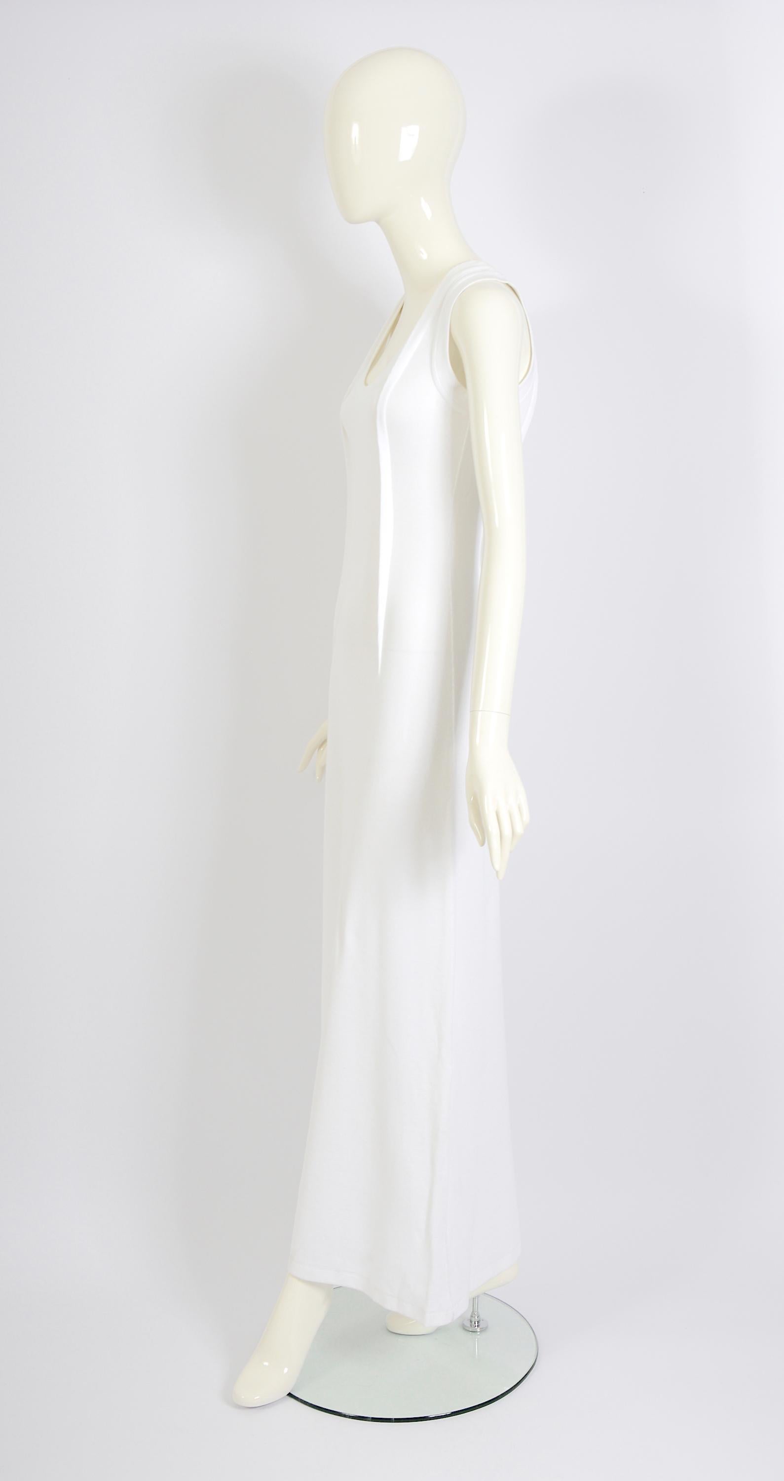 Maison Martin Margiela Vintage Weißes Maxikleid aus gerippter Baumwolle mit Bändern, Frühjahr/Sommer 2012 im Angebot 6