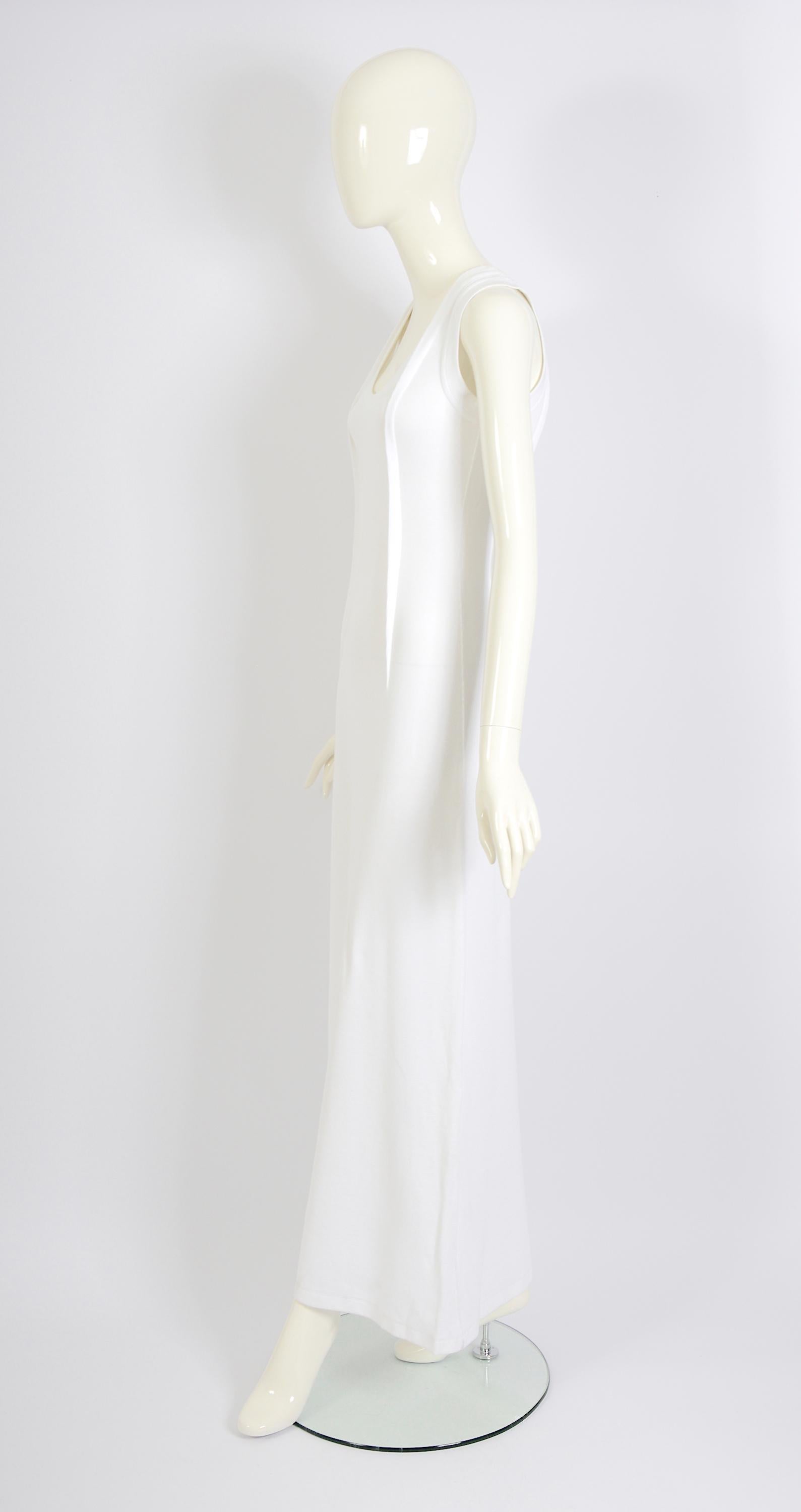 Maison Martin Margiela Vestido Vintage Verano 2012 Blanco De Algodón Acanalado AjustadoM. en venta 5