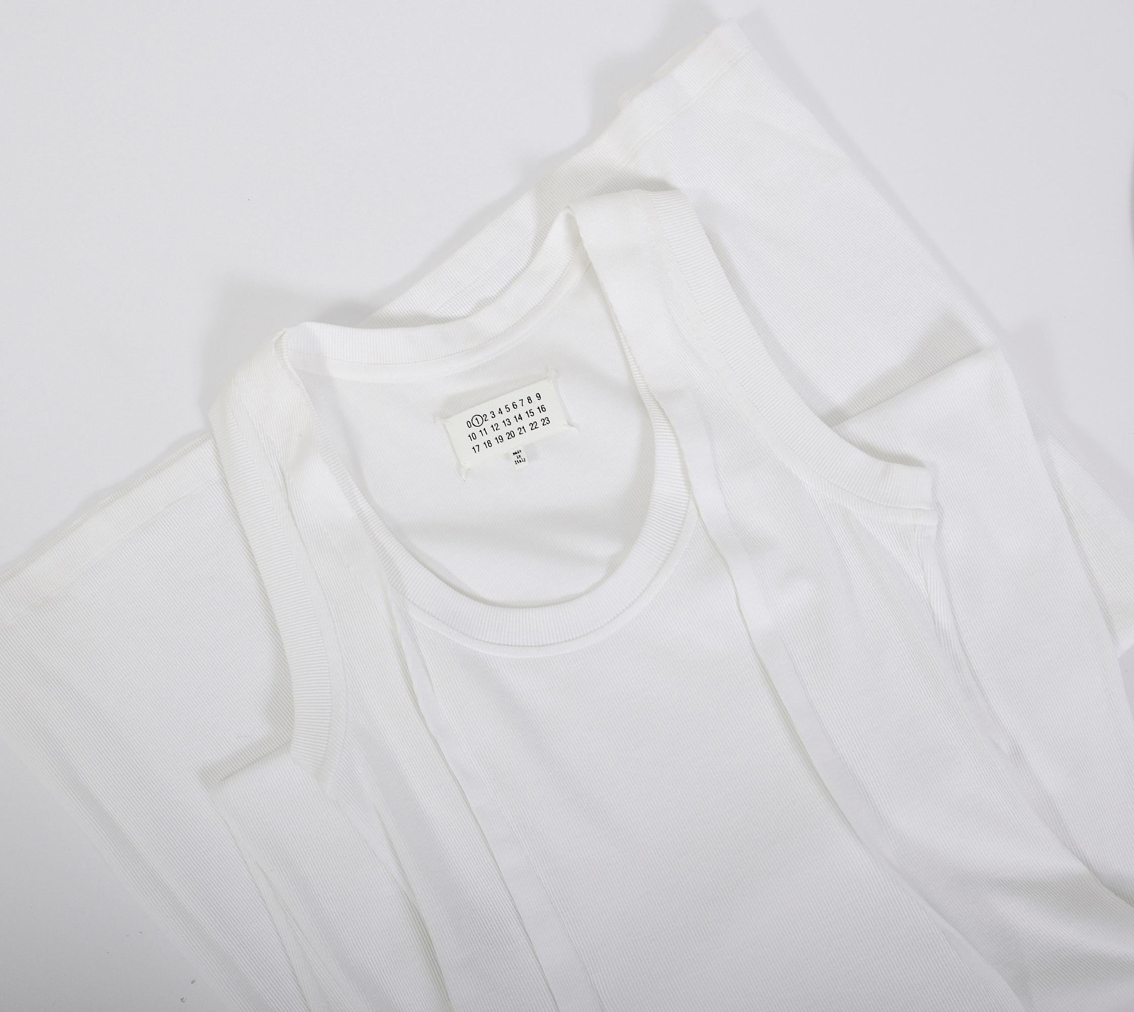 Maison Martin Margiela Vestido Vintage Verano 2012 Blanco De Algodón Acanalado AjustadoM. en venta 7