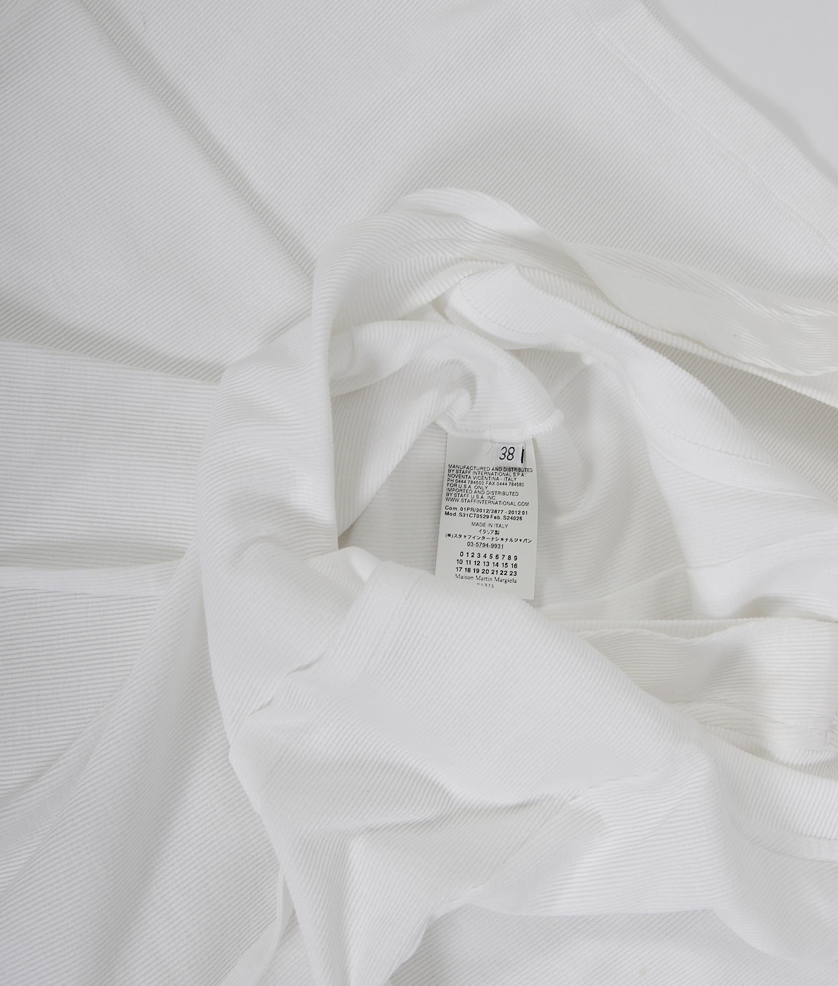 Maison Martin Margiela Vestido Vintage Verano 2012 Blanco De Algodón Acanalado AjustadoM. en venta 8