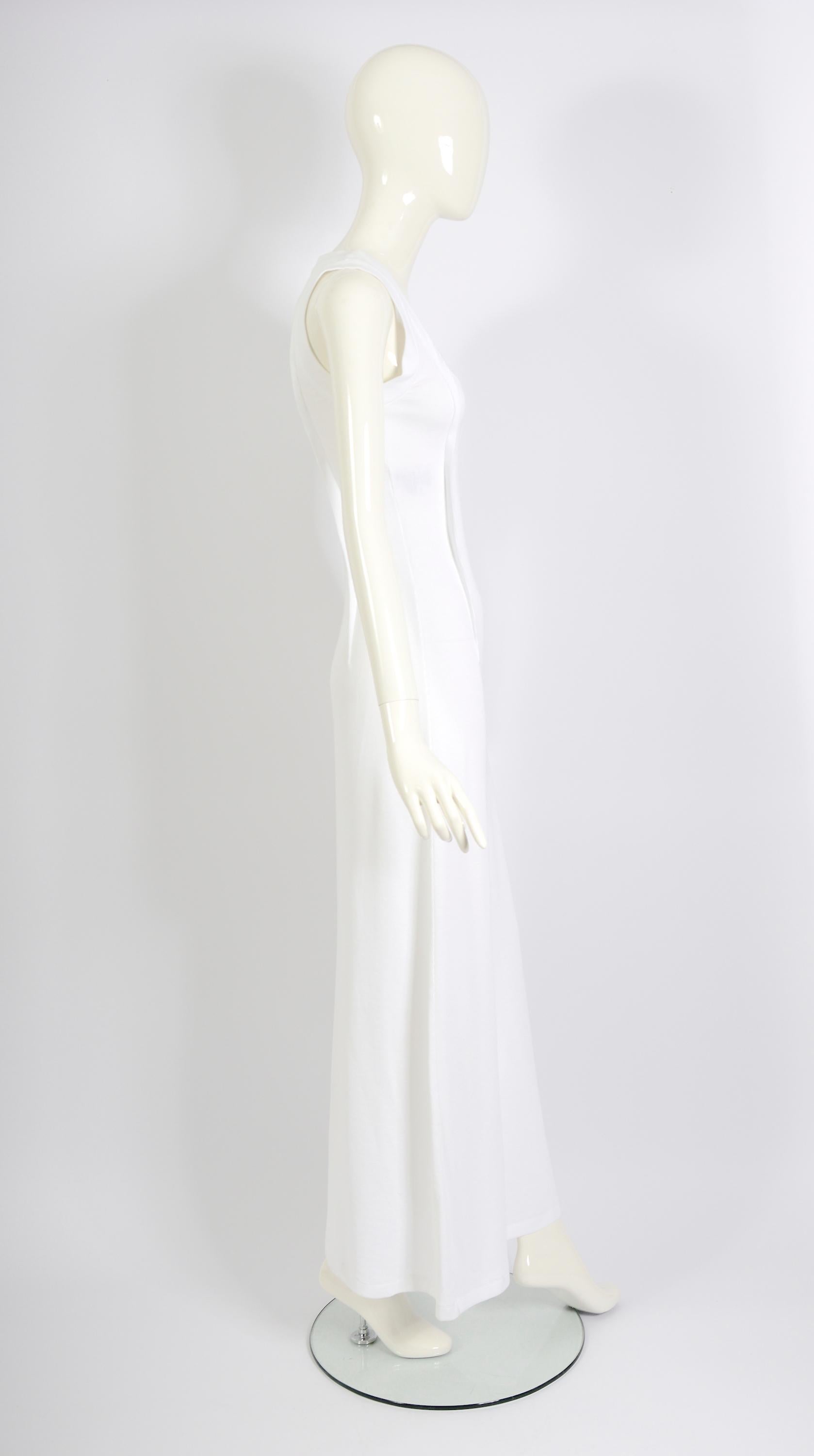 Maison Martin Margiela Vintage Weißes Maxikleid aus gerippter Baumwolle mit Bändern, Frühjahr/Sommer 2012 im Angebot 1