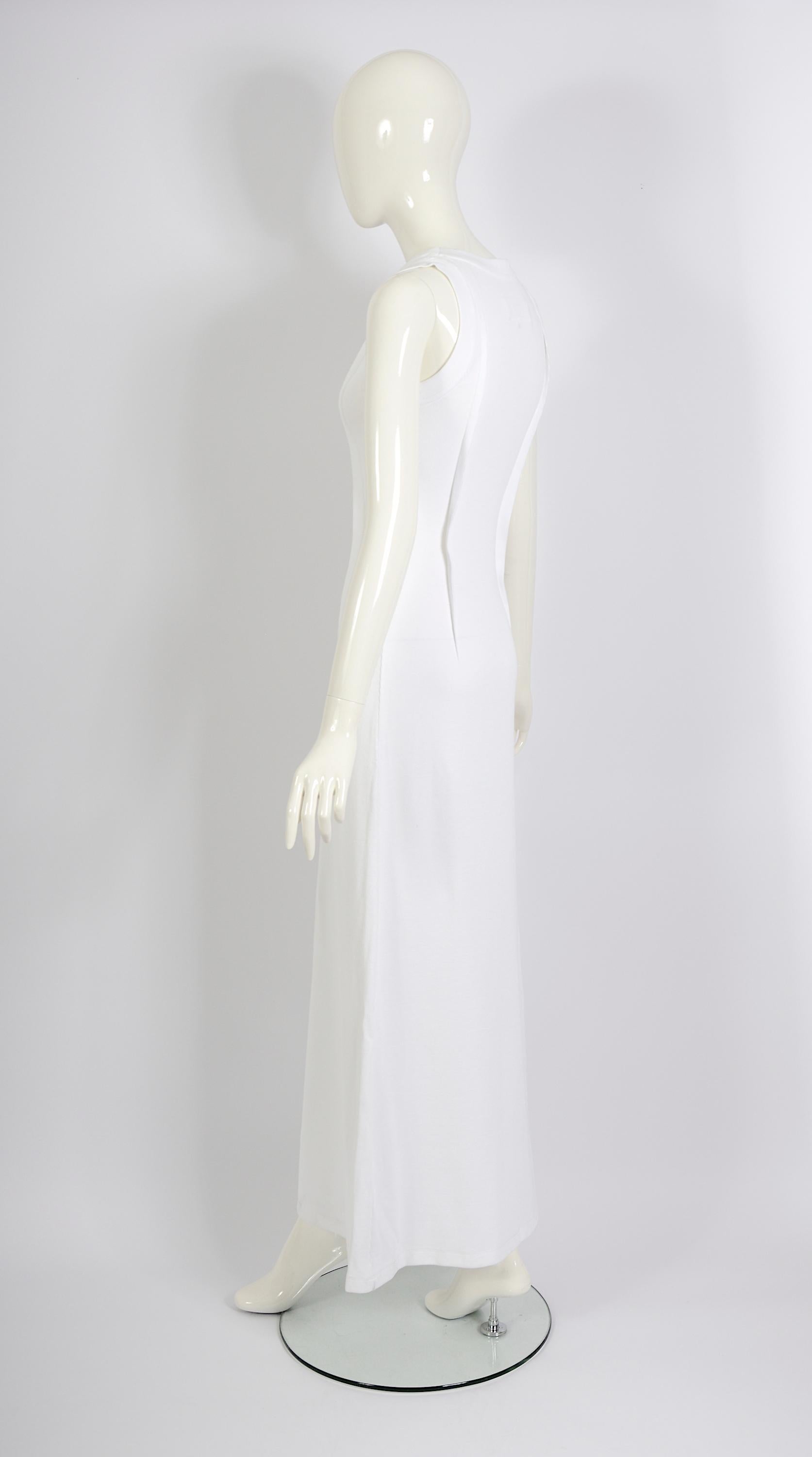 Maison Martin Margiela Vintage Weißes Maxikleid aus gerippter Baumwolle mit Bändern, Frühjahr/Sommer 2012 im Angebot 5