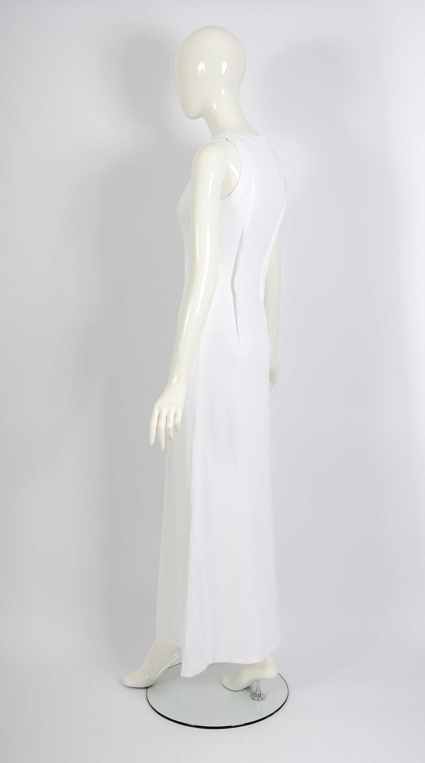 Maison Martin Margiela Vestido Vintage Verano 2012 Blanco De Algodón Acanalado AjustadoM. en venta 4