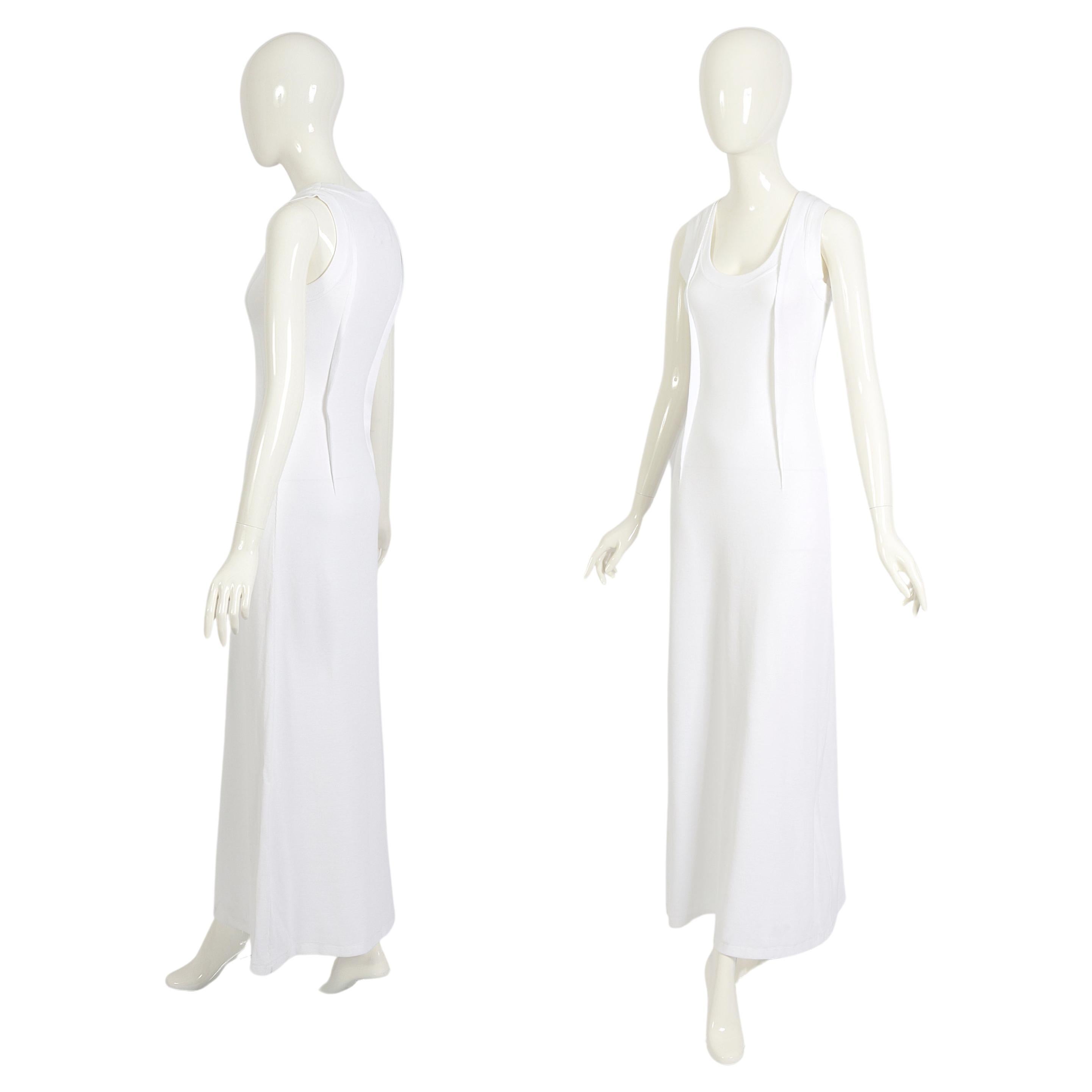 Maison Martin Margiela vintage white ribbed cotton fitted maxi dress, ss 2012 For Sale