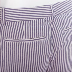 MAISON MARTIN MARGIELA white blue cotton stripe button fly wide pants IT46 S